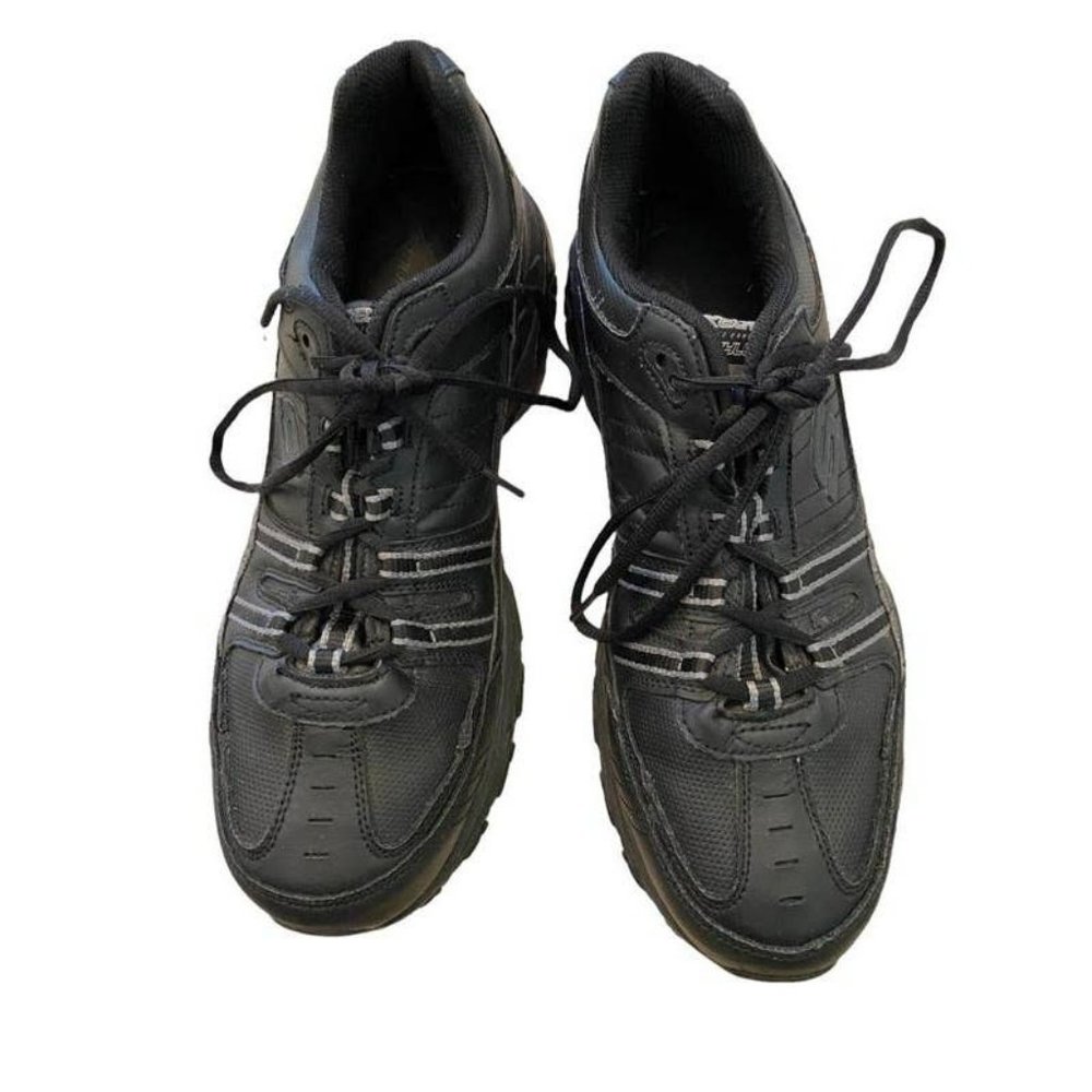 Skechers Athletic Memory Foam Black work sneakers Men size 12 M-Fi Leathert